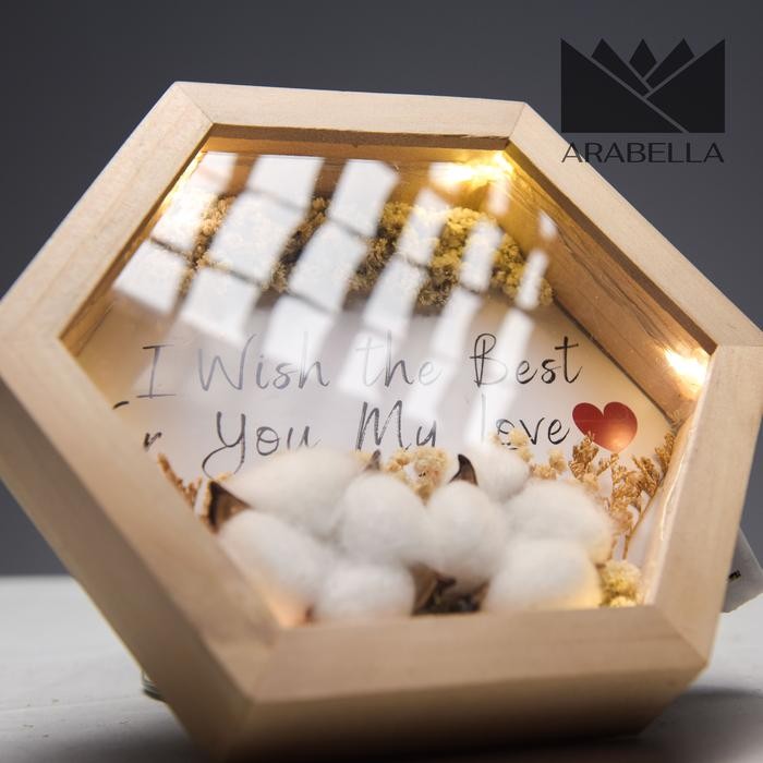 3D Frame Dried Flower Gift Segi 6 Mahar Hexagon Akrilik Figura 3D Akad
