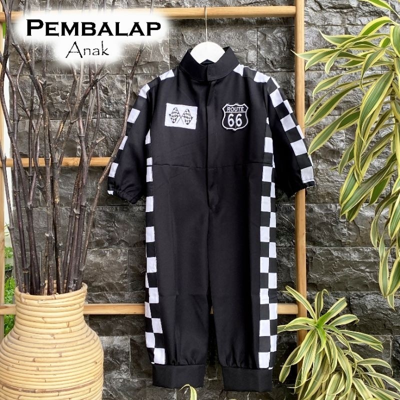 Wearpack Pembalap Hitam/Wearpack Pembalap Anak/Baju Pembalap Anak/Kostum Pembalap Anak