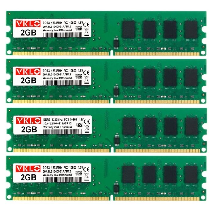 VKLO DDR3 RAM 4X2GB 1333MHz 1600MHz Desktop Memory 2GB PC3-10600