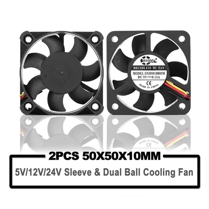 fan 50mm 2PCS SXDOOL 5010 50*50*10 5V 12V 24V Cooling Fan 2PIN 3Pin