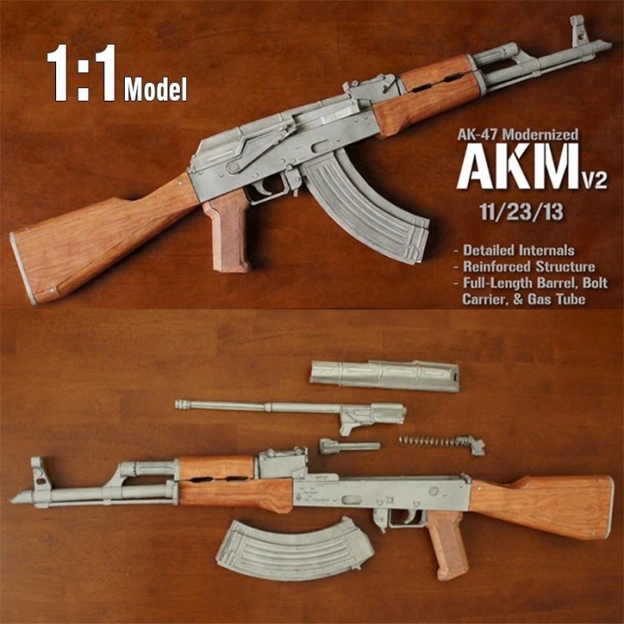 1:1 Scale 87cm AKM AK47 Gun Model Papercraft Toy DIY 3D Paper Card
