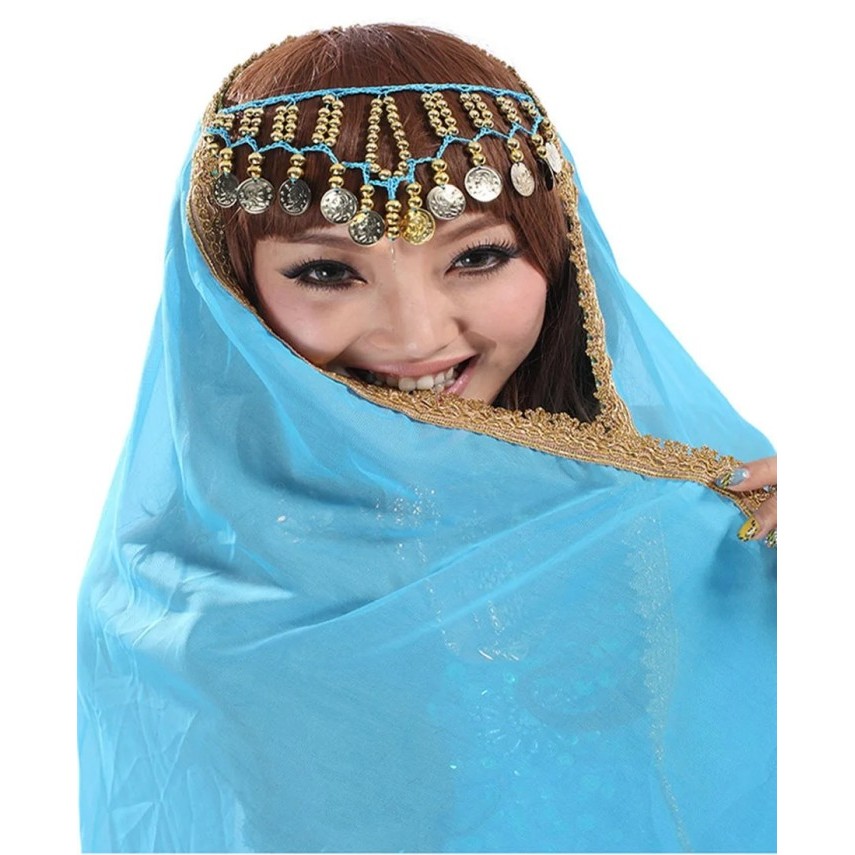 2018 Chiffon Belly Dance Face Veil Dancing Head Scarf Shawl Headpiece