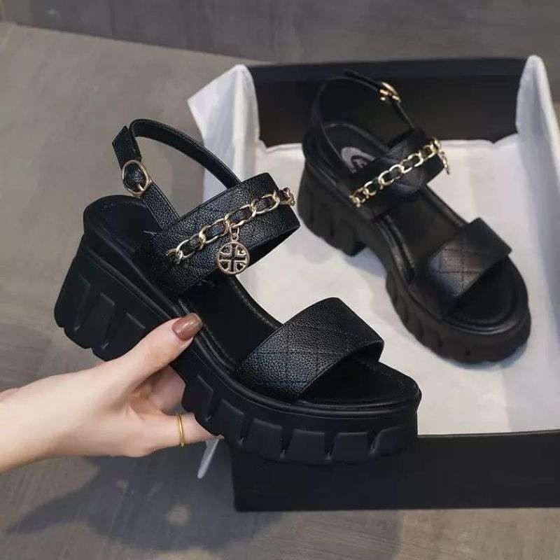 sandal wedges wanita tali flatform hits wedges korea terbaru *