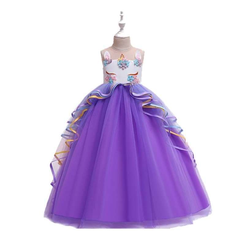 Dress Unicorn Anak 5 - 10 Tahun . Gaun Pesta Panjang Tutu Karakter Import . D-023 *