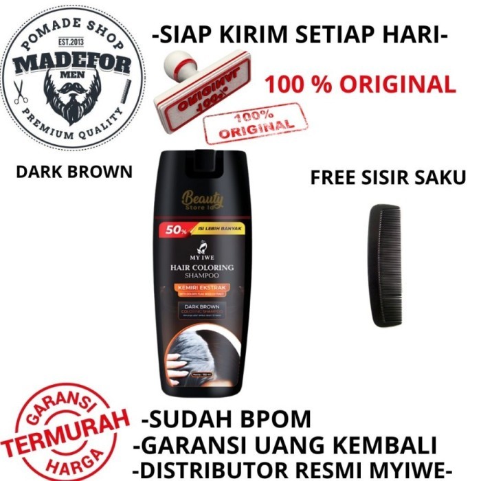 Promo Myiwe Shampoo My Iwe Shampoo Dark Brown Pewarna Rambut My Iwe Shampoo Warna Coklat Penghilang