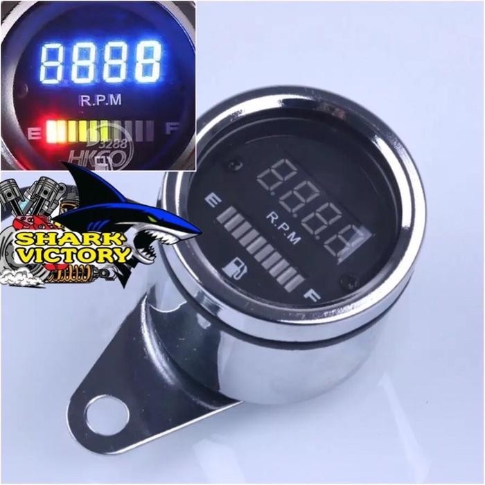 RPM+AMPER BENSIN DIGITAL SPEEDO METER BULAT CHROME KOMBINASI RPM DAN AMPER BENSIN ORBIS