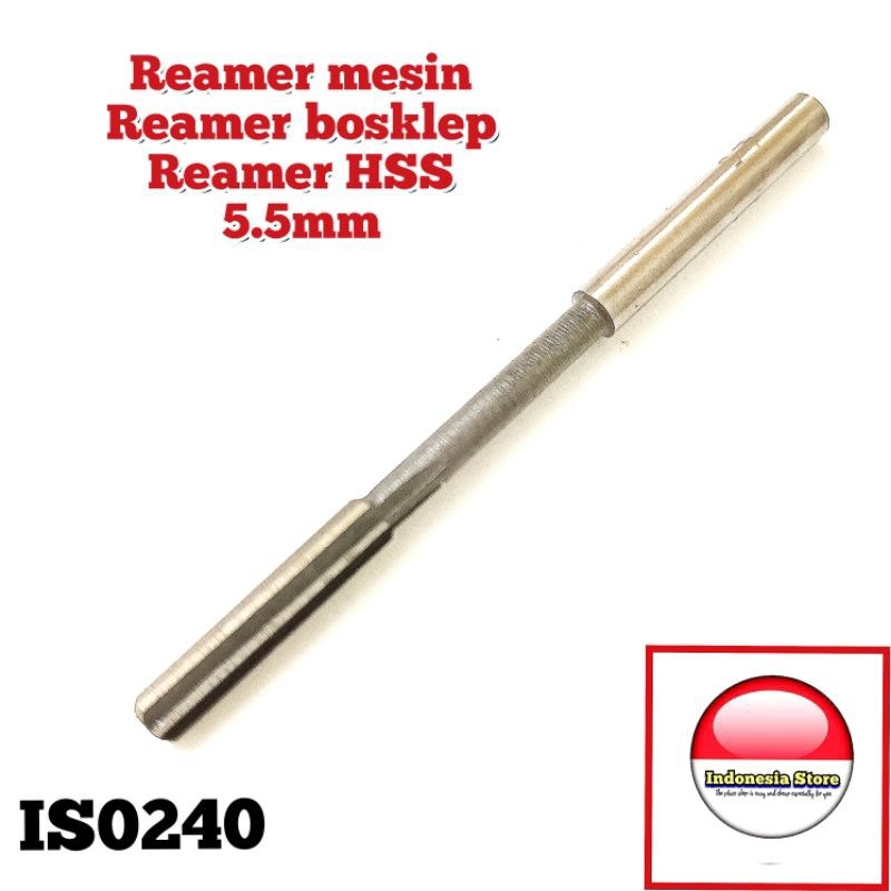 Reamer 5.5mm HSS H7 reamer mesin lemer lurus 6flute