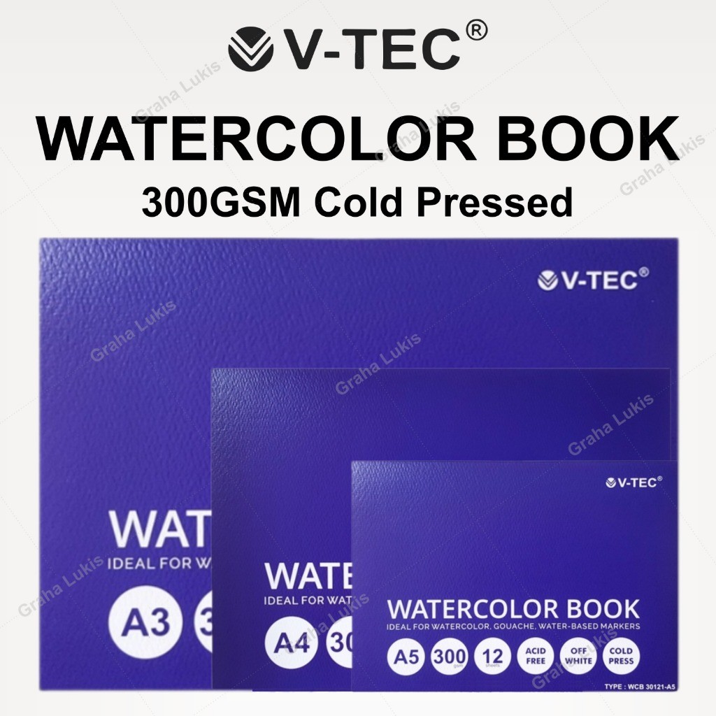 

[READY] V-TEC WATERCOLOR BOOK A4 300GSM COLDPRESSED