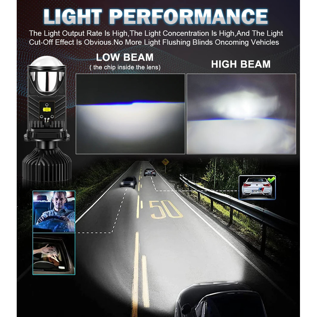 H4 Projector Lens Led Headlight 22000Lm Canbus Turbo Fan Car Motorcycle Bulbs High Low Beam Dual