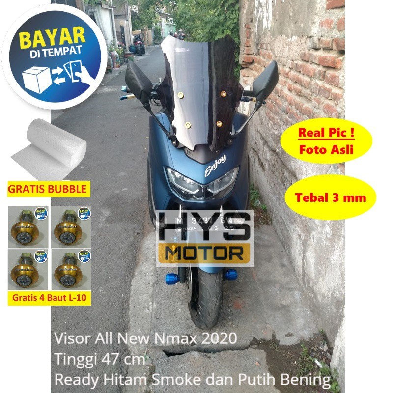 [GRATIS BAUT] Visor Windshield NMAX New 2020 Variasi Tebal 3 mm Tinggi 47 cm