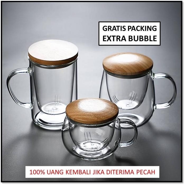 Dapur Damai - Gelas Saringan Kaca Aesthetic Unik Gelas Cangkir Alat Masak Jamu Saring Tahan Panas