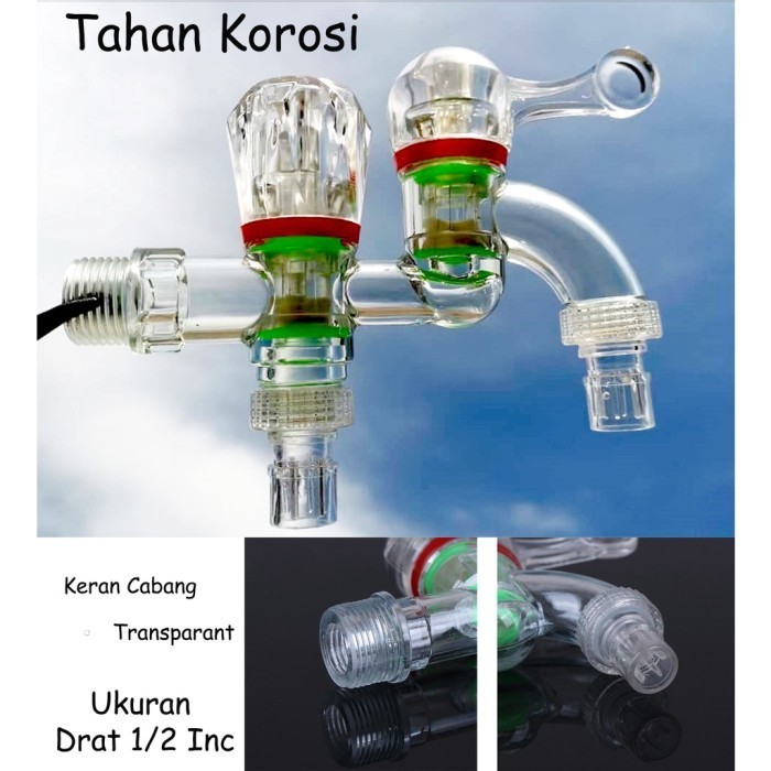 Fixter- (KIM)Keran Cabang Shower ABS Transparan Kran Air Double Plastik