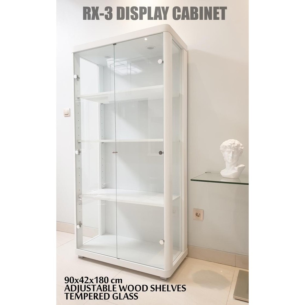 LEMARI RAK KACA DISPLAY UNTUK KOMIK BUKU KOLEKSI MAP SEPATU RX3 RX-3