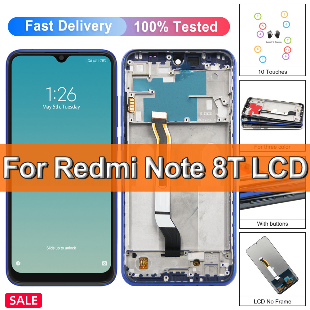 6.3" Tested Well For Xiaomi Redmi Note 8T LCD Display Touch Screen, For Redmi Note8T M1908C3XG LCD D