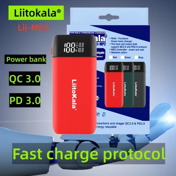 LiitoKala Lii-MP2 Fast Batter Charger 18650 Power Bank Portable Type