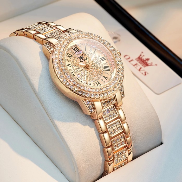 OLEVS Original Diamond Watch for Women Fashion Elegant Stainless