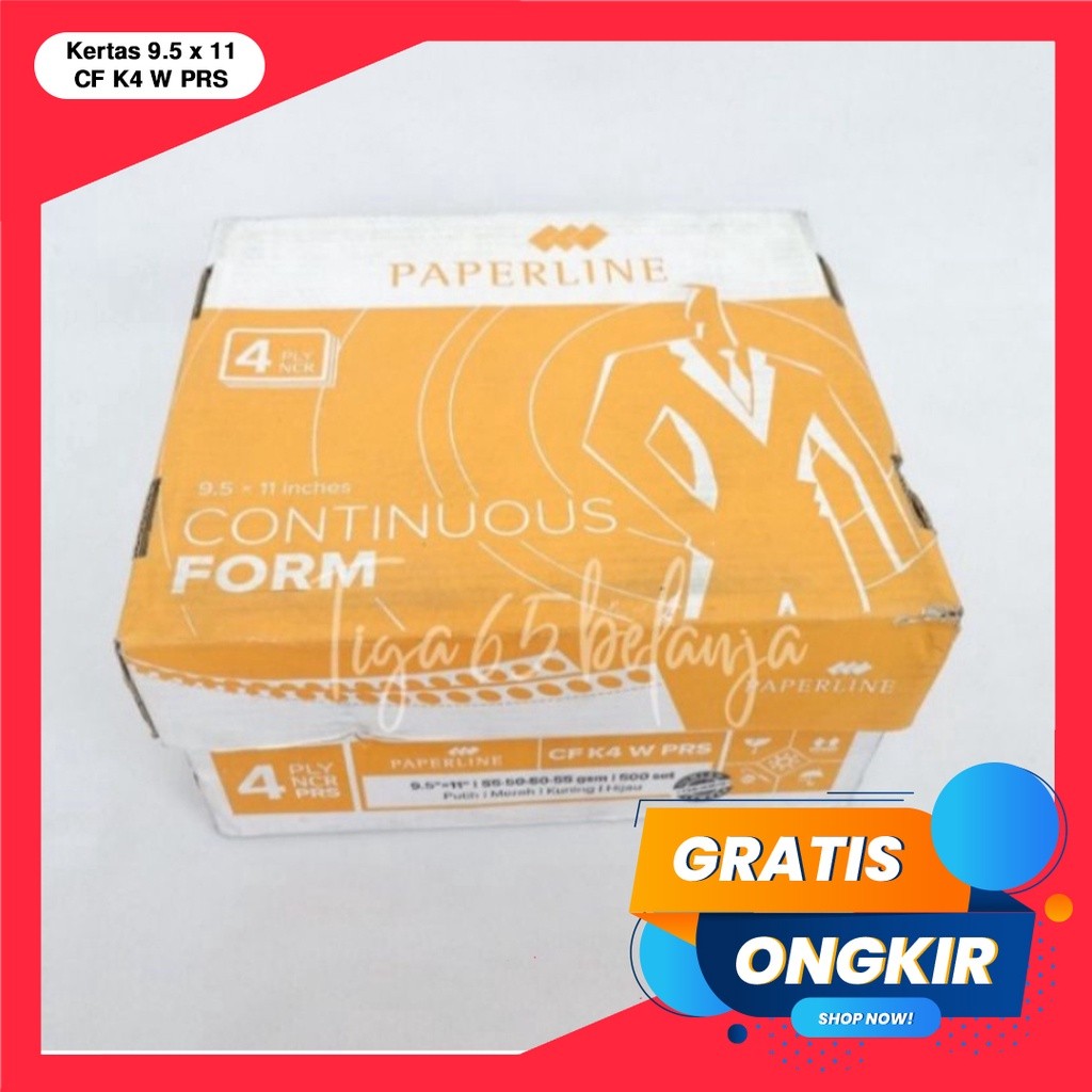 

Continuous Form 4 Ply / Kertas Komputer Paperline 9.5 X 11 Cf K4 W Prs / Kerajaan Alat Tulis