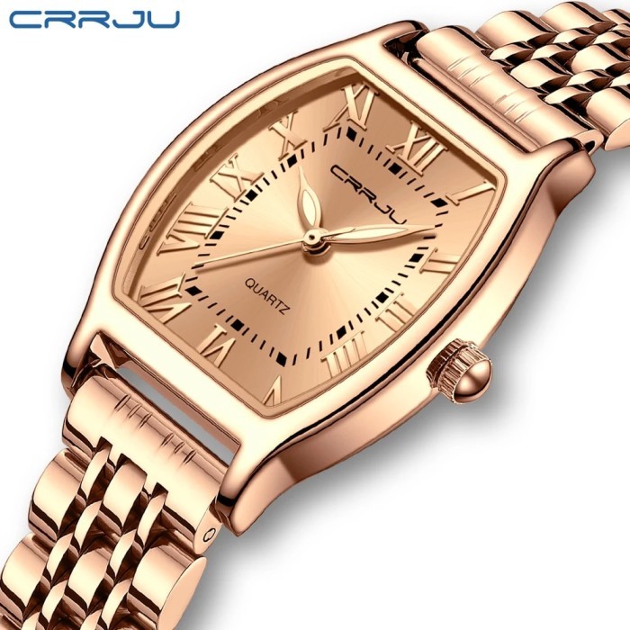 CRRJU Ladies Quartz Stainless Steel Watch Waterproof Women's Creative