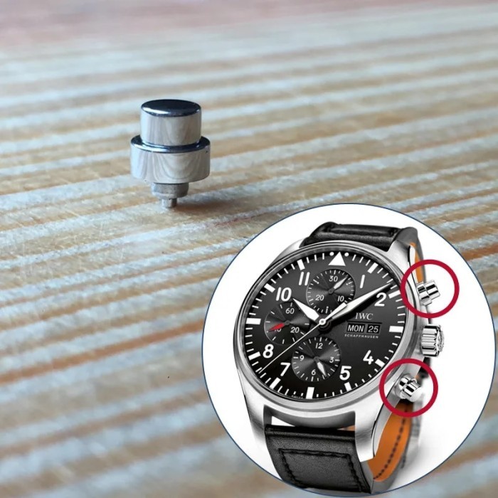 steel button pusher for IWC PILOT'S IW3777 43mm chronograph automatic