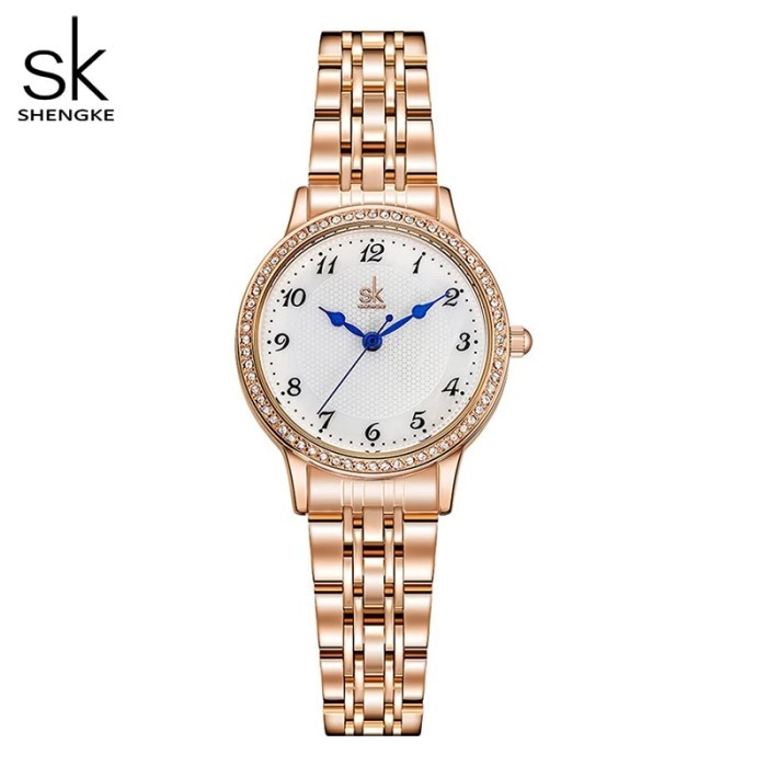 Swiss Brand Shengke Women Watch Stainless Steel Rose Gold Simple