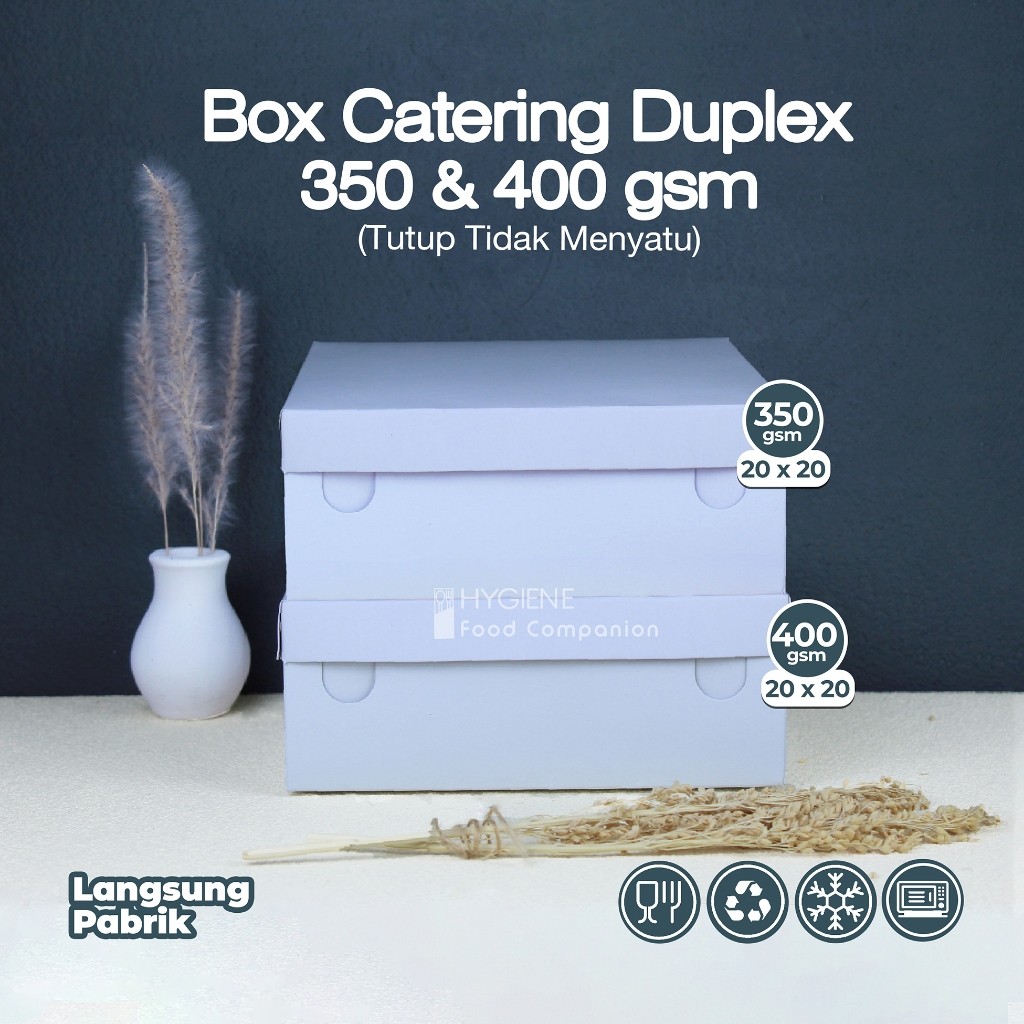 CATERING BOX DUPLEX 20 X 20 / KOTAK MAKAN KERTAS PUTIH UK.20