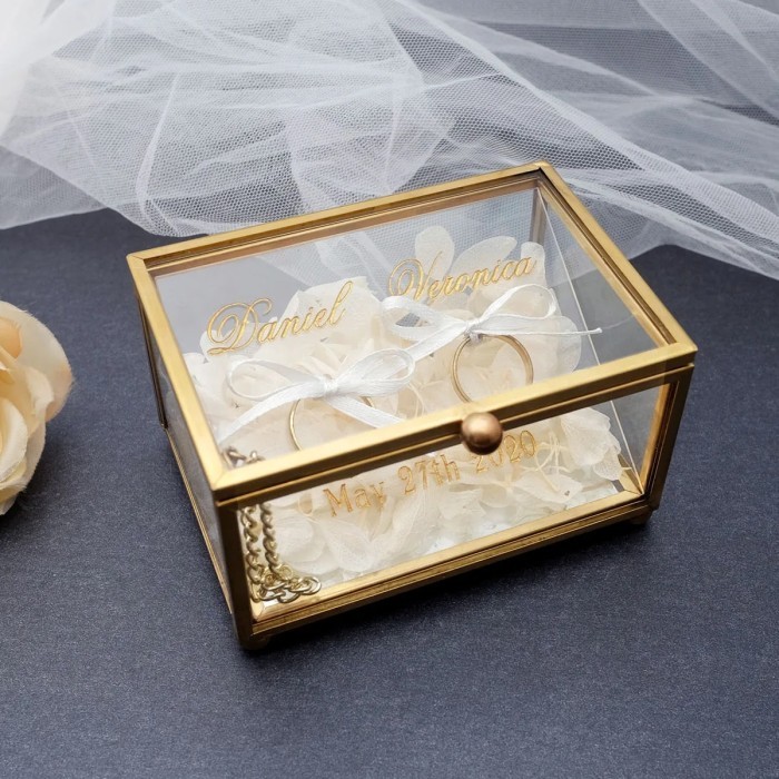 Personalized Wedding Ring Box Custom Glass Ring Holder Jewelry