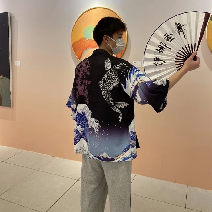 Yukata Haori Men Japanese Kimono Cardigan Men Samurai Costume