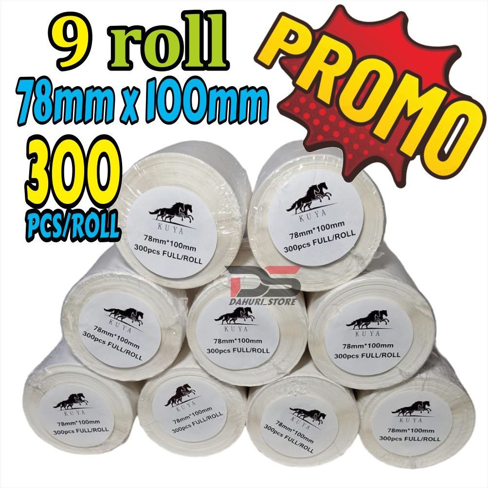 

PROMO MURAH!! 9 ROLL STIKER / STIKER LABEL BARE/ RESI 78X100MM ISI 300 pcs/Lembar