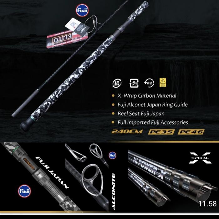 Joran Popping Elito Gt Hunter Fuji Alconet 802 240 Cm Kevlar Spiral