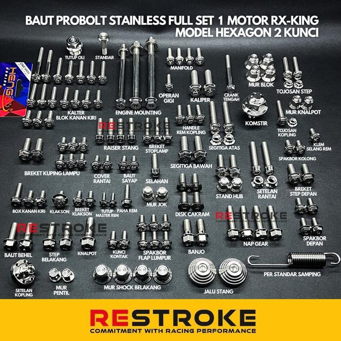 Baut Full Set 1 Unit Motor Rx King Rxk Rxs Model Hexagon Kunci Heng Bolt Stainless Thailand