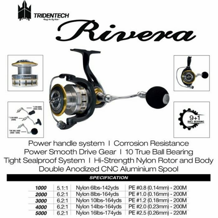 Reel Tridentech Rivera - 1000 2000 3000 4000 5000 - Power Handle