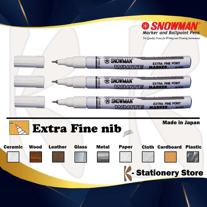 

Ready JT Spidol Permanent WHITE -- Snowman Paint Marker - EXTRA FINE (EFWP)