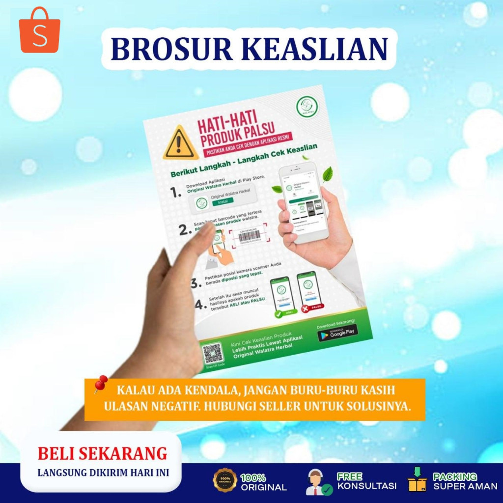 

(Gratis) - Brosur untuk Cek Kean Produk di setiap packingan produk Sehat wanita dan produk lainnya