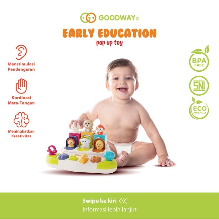 Goodway Early Educational Pop Up Toy / Mainan Motorik Bayi Tombol Pop Up Littles Dino / Mainan