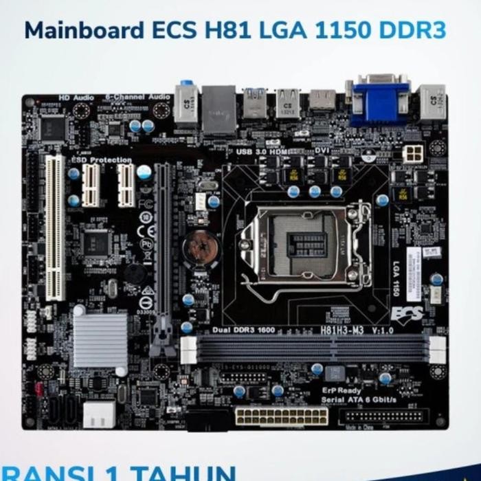 MOTHERBOARD ECS H81H3-M3 LGA 1150 TERMURAH