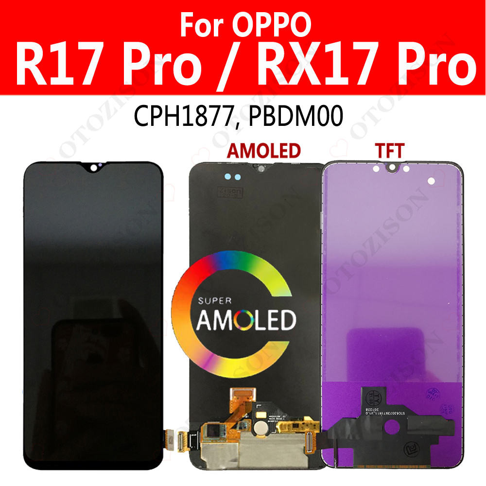 Super AMOLED RX17 Pro Display For OPPO R17 Pro LCD CPH1877 PBDM00 LCD Screen Touch Sensor Digitizer 