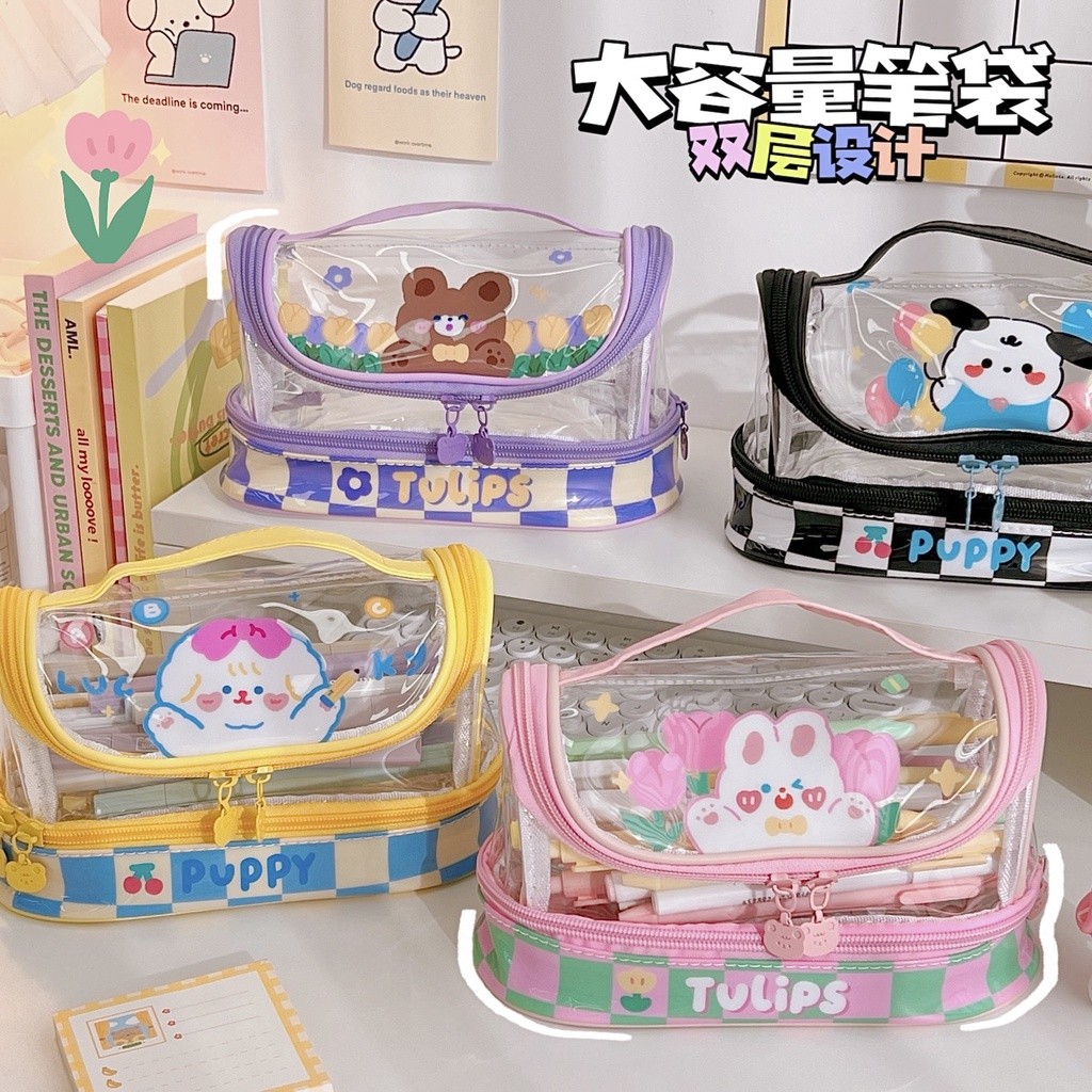 

TAS KOSMETIK TRANSPARAN AESTHETIC / KOTAK PENSIL AESTHETIC / TEMPAT PENSIL TRANSPPARAN LUCU