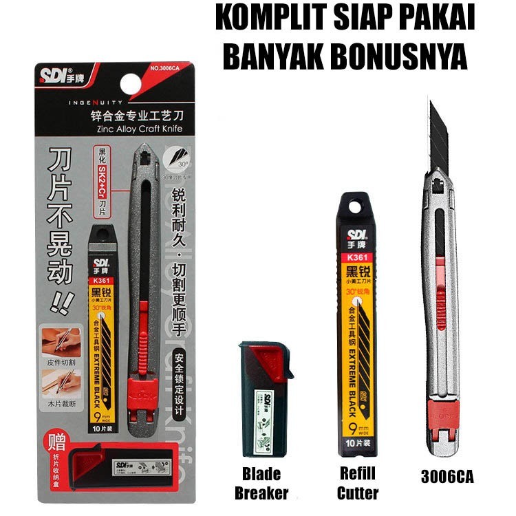 

SDI 3006CA Pisau Craft Cutter 9 mm Ingenuity Zinc Alloy Craft Knife Set