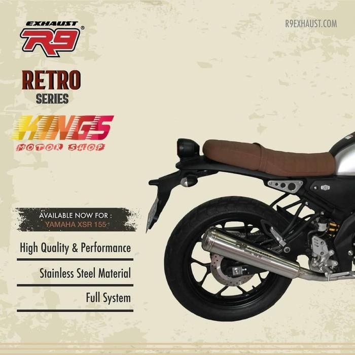 KNALPOT YAMAHA XSR155 ORIGINAL R9 RETRO FULL SYSTEM YAMAHA XSR 155 TERMURAH