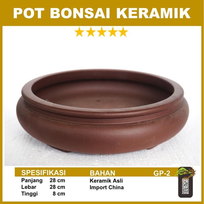 PREMIUM POT BONSAI KERAMIK_Bulat ceper_Medium size (@bonsaibagus)
