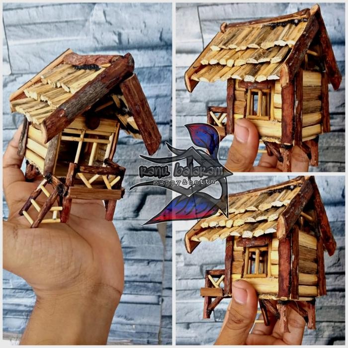 PREMIUM MINIATUR RUMAH/RUMAH KAYU/MINI HOUSE/HIASAN AKUARIUM/BONSAI/AQUASCAPE