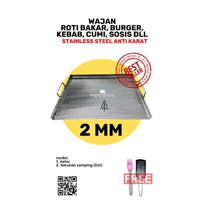 PREMIUM WAJAN ROTI BAKAR STAINLESS / KUALI ROTI BAKAR STAINLESS / WAJAN ROTI BAKAR ANTI LENGKET /