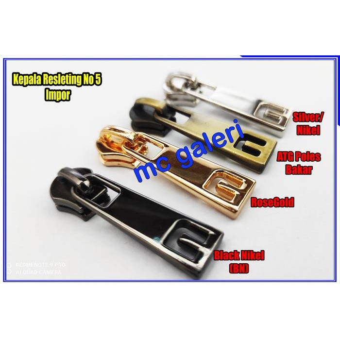 PREMIUM Kepala Resleting Tas no 5 Impor (1 pcs) untuk daun sleting tas