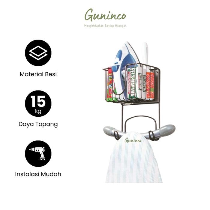 GUNINCO Rak Setrika / Rak Gantung Besi / Rak Setrika Tempel Dinding / Rak Multifungsi Hemat Ruang