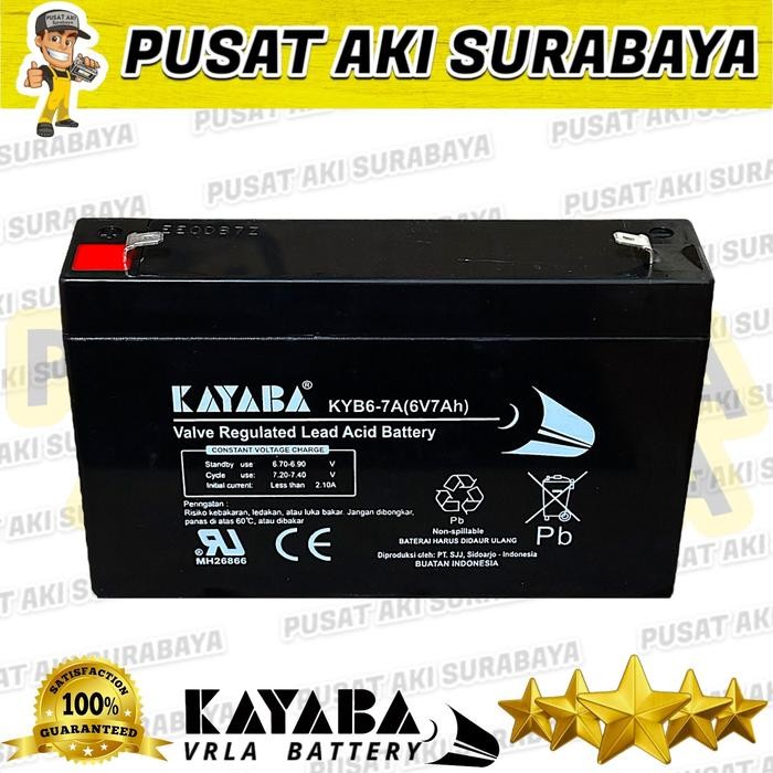 BATTERY KAYABA 6V 7AH AKI MOBIL MAINAN ANAK ACCU 6 VOLT 7 AMPER