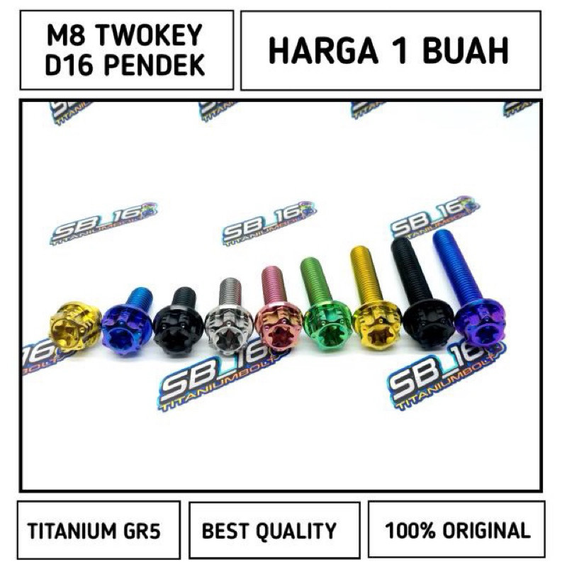 M8 TWOKEY D16 TITANIUM GR5 (DRAT 12) PENDEK