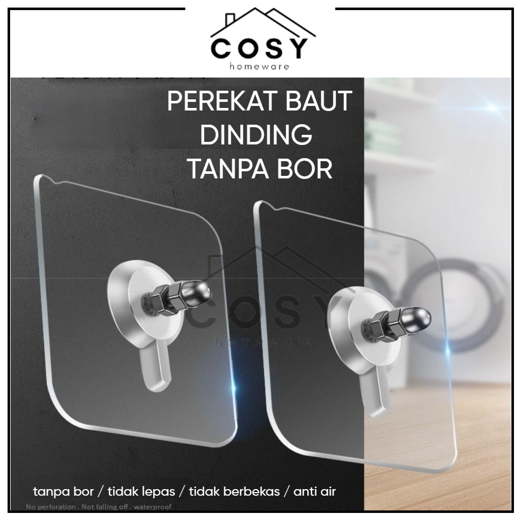 Cosy Perekat Baut Dinding Tanpa Bor Dan Paku Tanpa Bekas / Gantungan Baut Tempel Hook Tanpa Bor