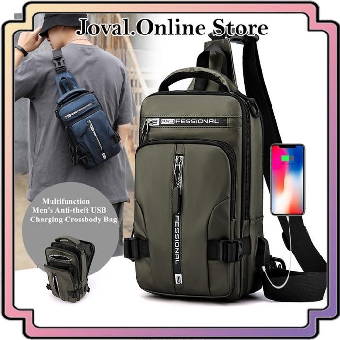 Tas Selempang Pria Keren Multifungsi Sling Bag Pria Waistbag Pria Sport Waterproof Tas Pinggang