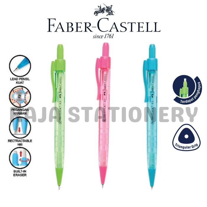 

Ready JT Faber Castell Mechanical Pencil Tri Click 0.5mm / Pensil Mekanik Faber Castel Cetek Click