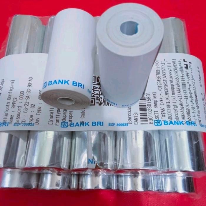 

Ready JT Kertas struk kasir Edc logo BRI 58x30mm full tanpa tulang paket 10 pcs Hitam